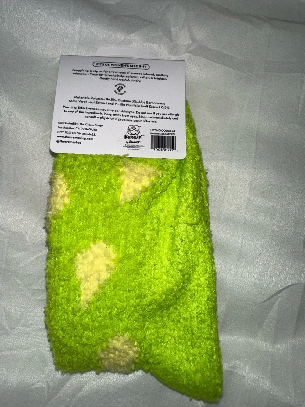 Keroppi Green Fuzzy Cozy Crew Socks